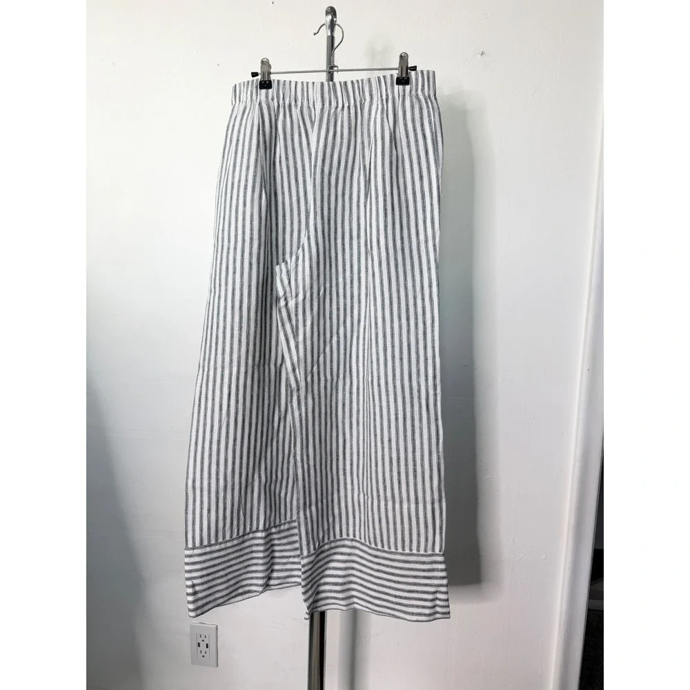 Reformation Fernando Pants Blue White Striped Linen Wide Leg